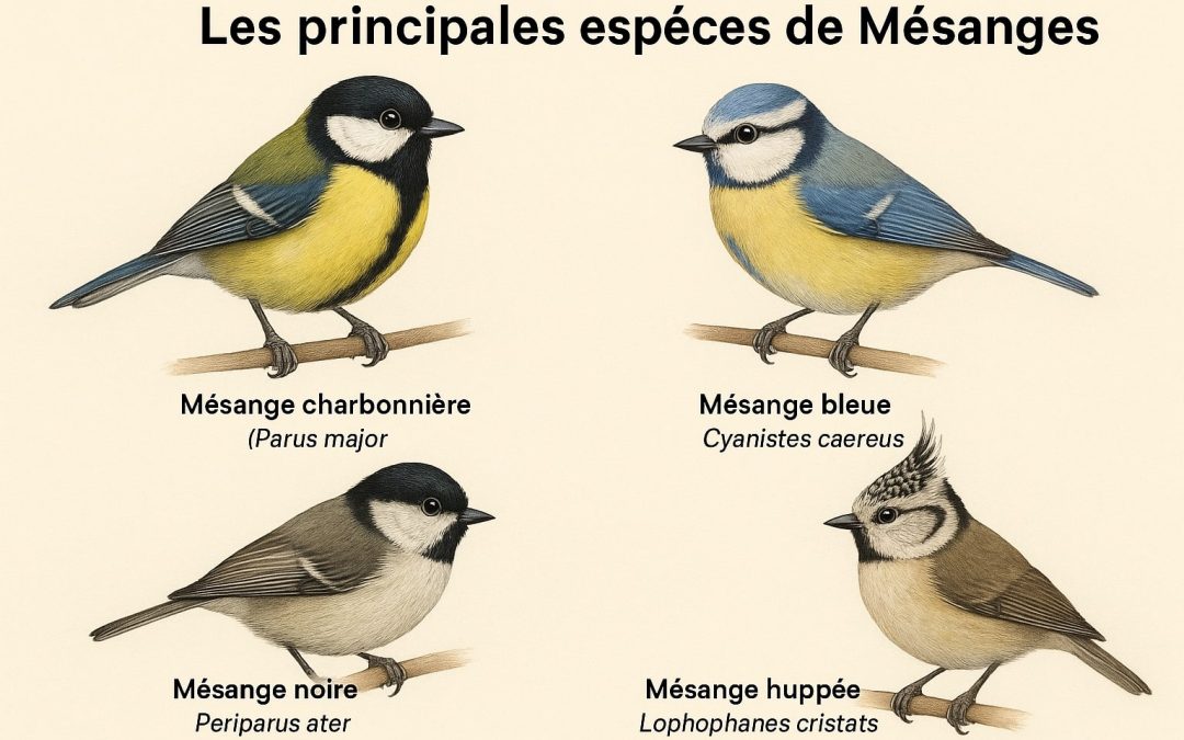 Les principales espèces de mésanges en France