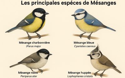 Les principales espèces de mésanges en France